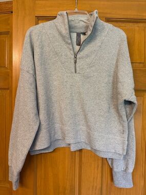 Sweaty Betty Light Gray Half-Zip Pullover Sweater